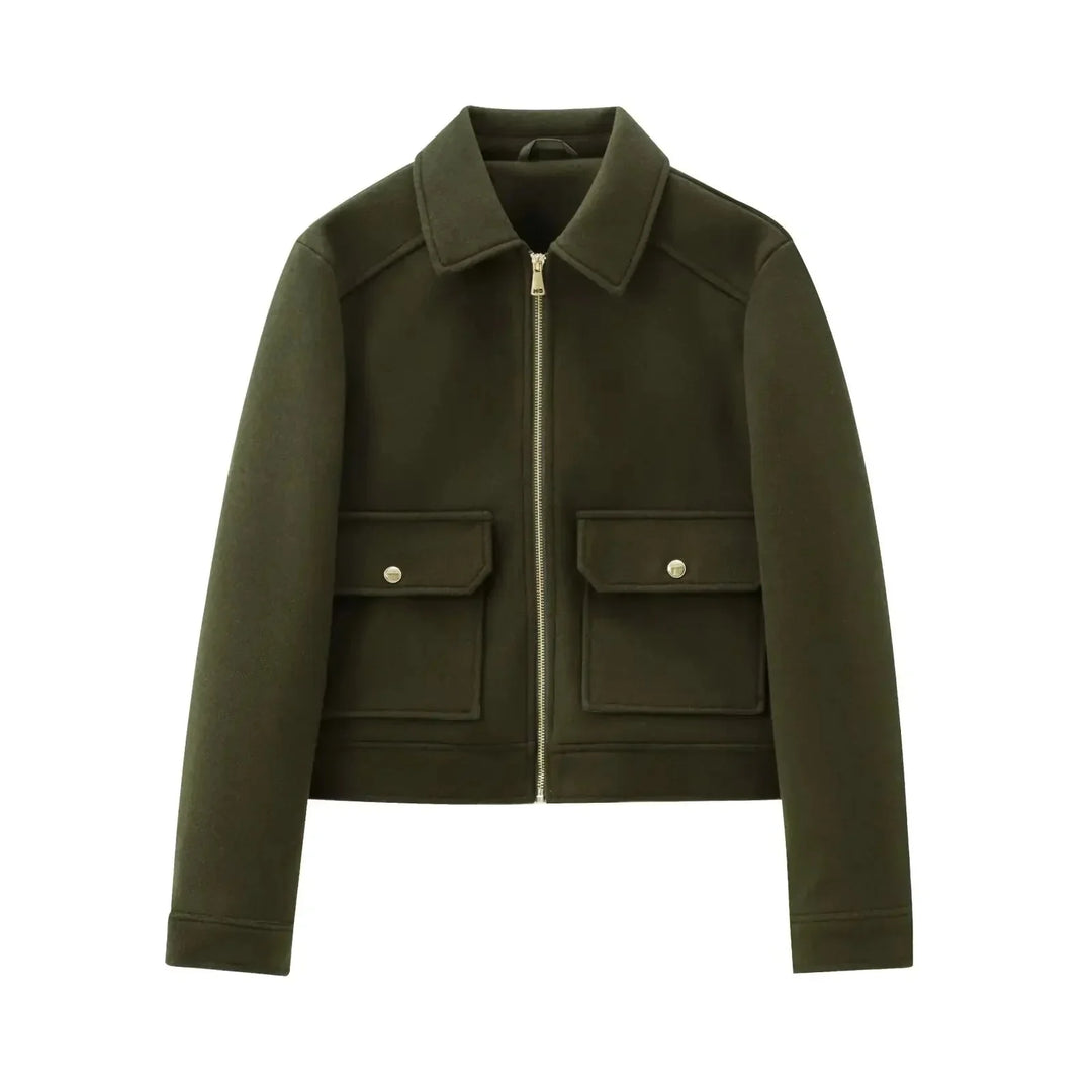 Claire | Women's Cropped Zip Up Bomber Jacket
