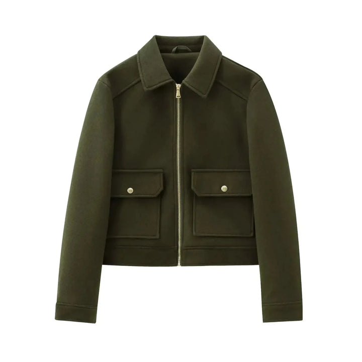 Claire | Women's Cropped Zip Up Bomber Jacket