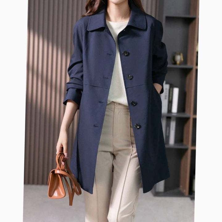 Nora | Women's Single-Breasted Tailored Mid-Length Trench Coat Jacket