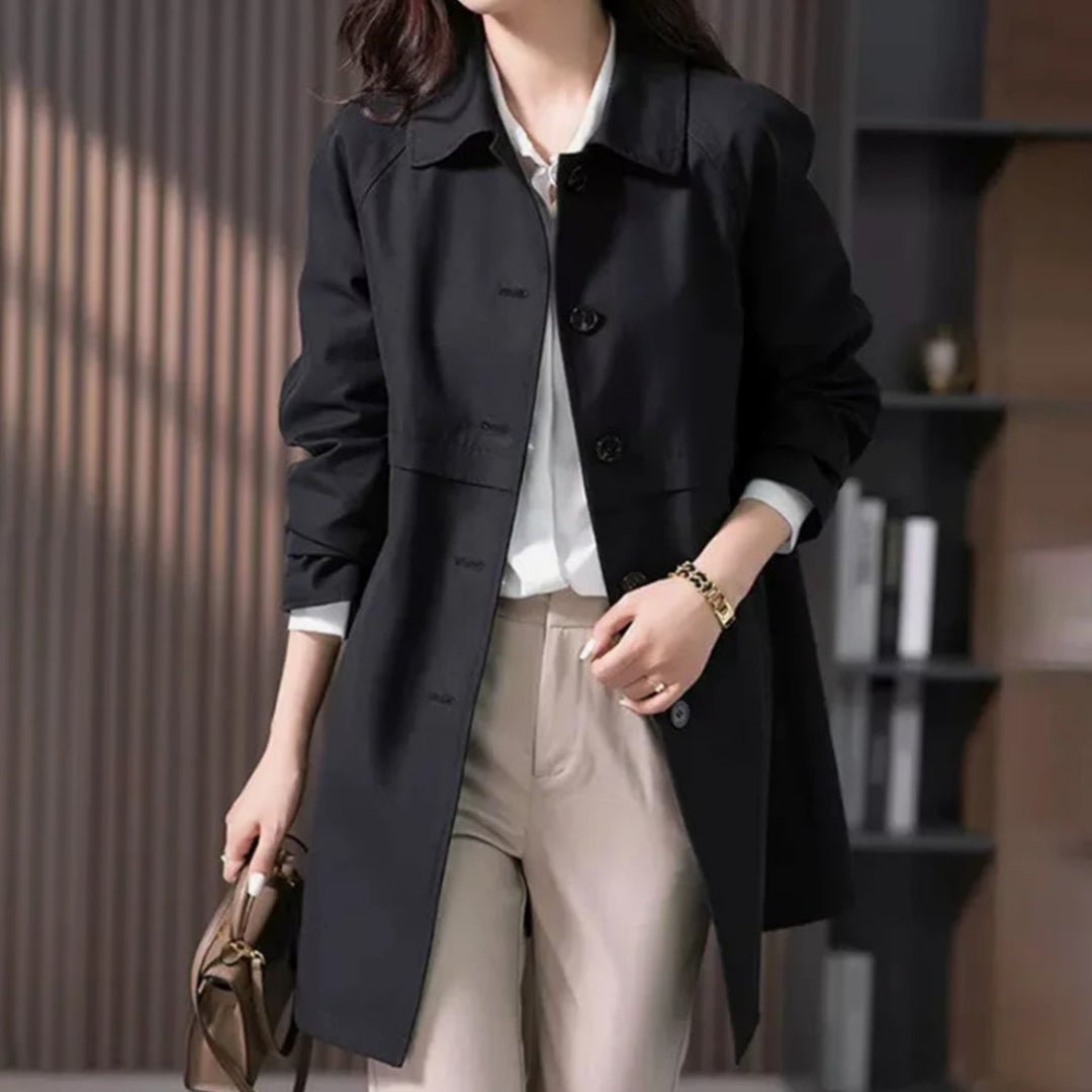 Nora | Women's Single-Breasted Tailored Mid-Length Trench Coat Jacket