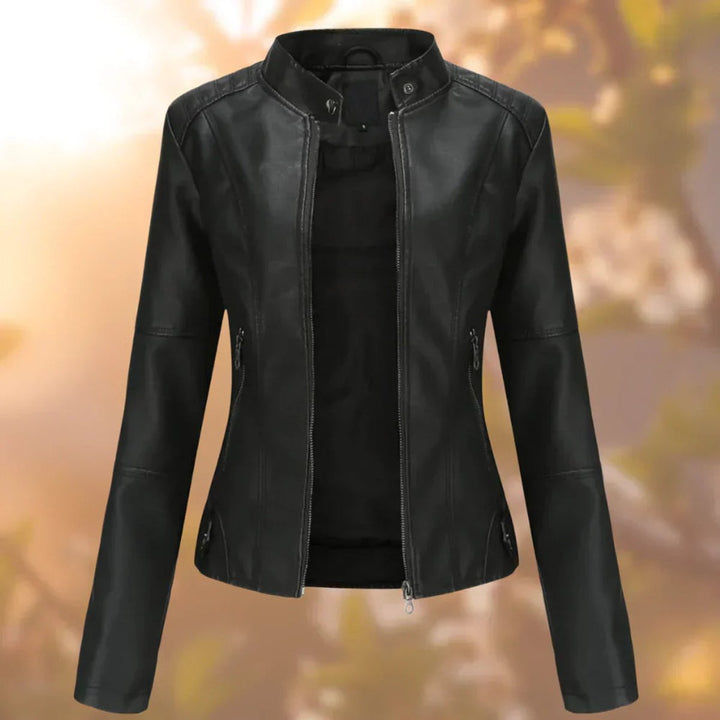 Isabella | Women's Slim-Fit Stand-Collar Zip-Up Faux Leather Jacket