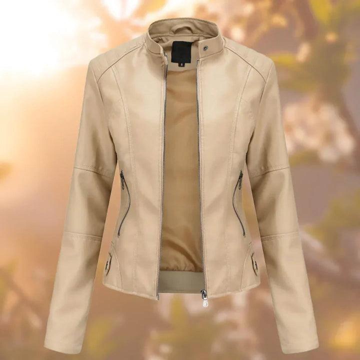 Isabella | Women's Slim-Fit Stand-Collar Zip-Up Faux Leather Jacket