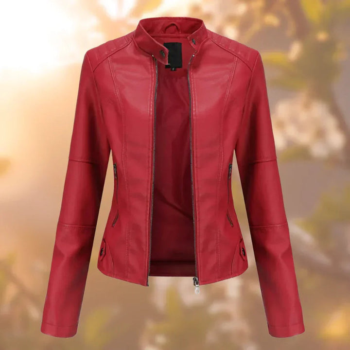 Isabella | Women's Slim-Fit Stand-Collar Zip-Up Faux Leather Jacket