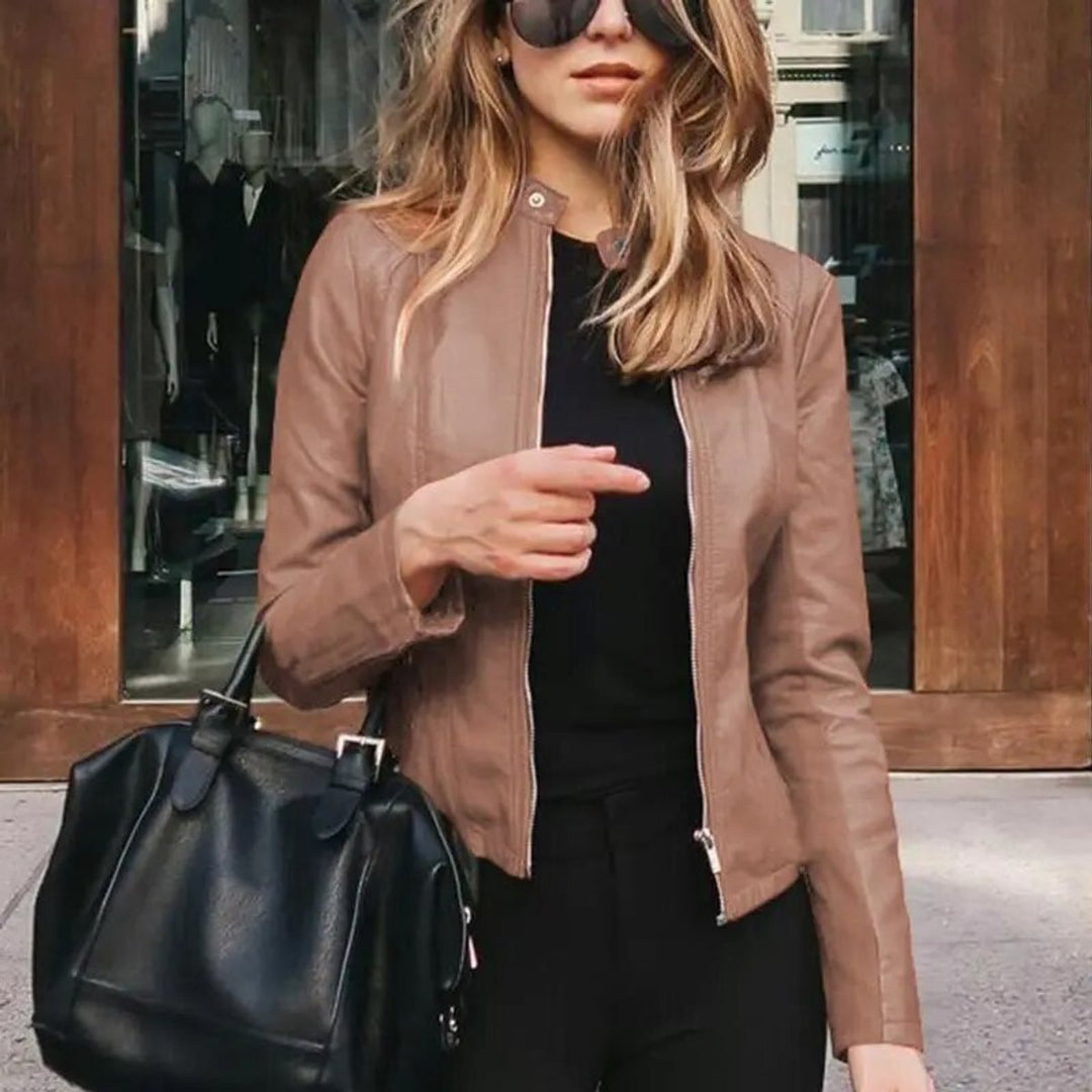 Evelyn | Women's Slim-Fit Zip-Up Faux Leather Jacket