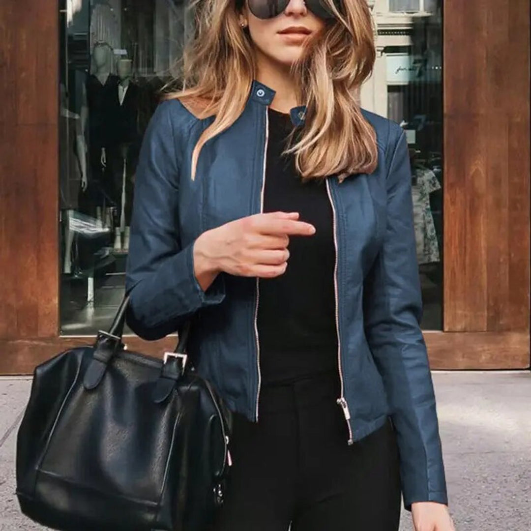 Evelyn | Women's Slim-Fit Zip-Up Faux Leather Jacket