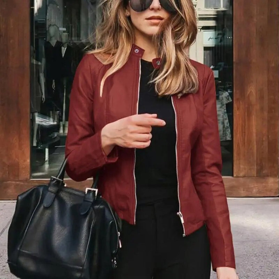 Evelyn | Women's Slim-Fit Zip-Up Faux Leather Jacket