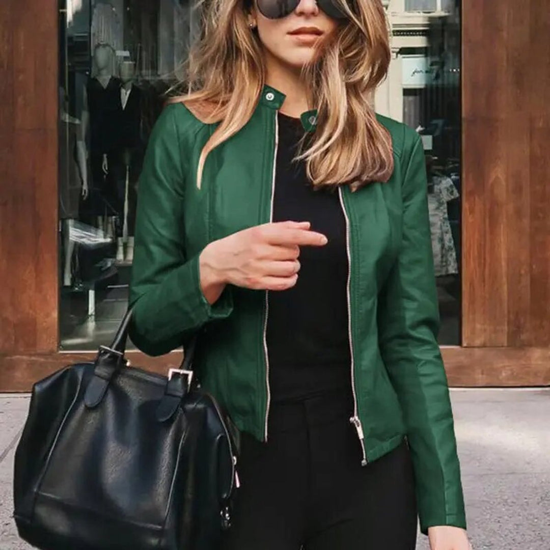 Evelyn | Women's Slim-Fit Zip-Up Faux Leather Jacket