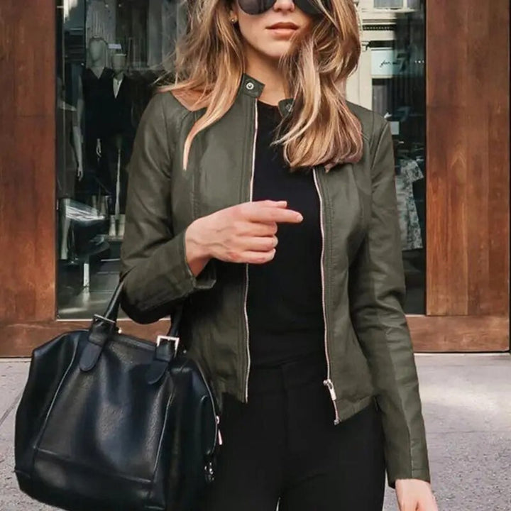 Evelyn | Women's Slim-Fit Zip-Up Faux Leather Jacket