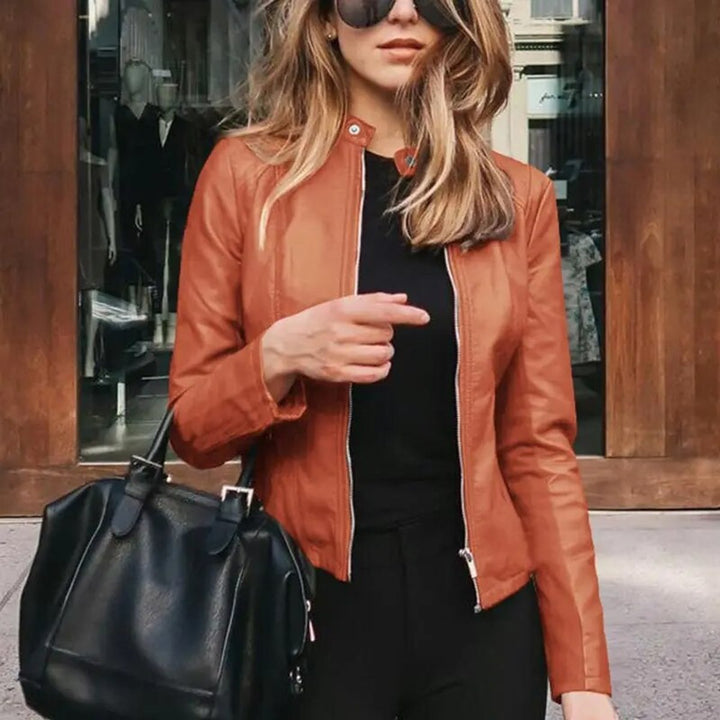 Evelyn | Women's Slim-Fit Zip-Up Faux Leather Jacket