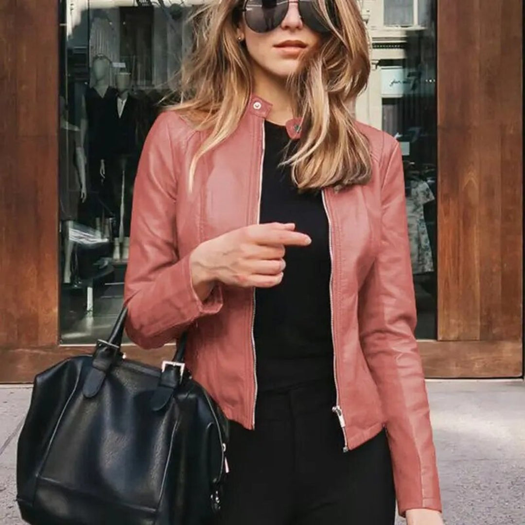 Evelyn | Women's Slim-Fit Zip-Up Faux Leather Jacket