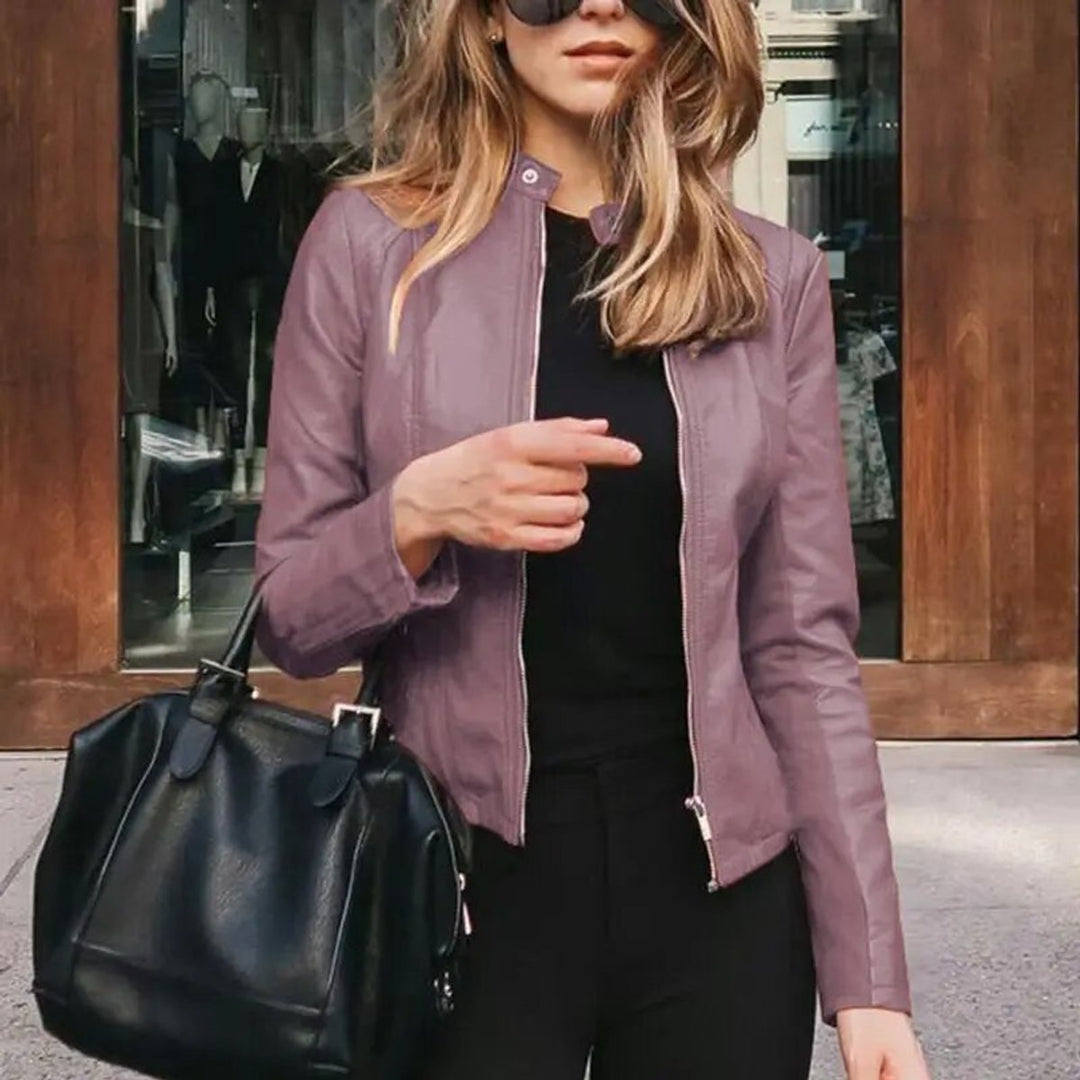 Evelyn | Women's Slim-Fit Zip-Up Faux Leather Jacket