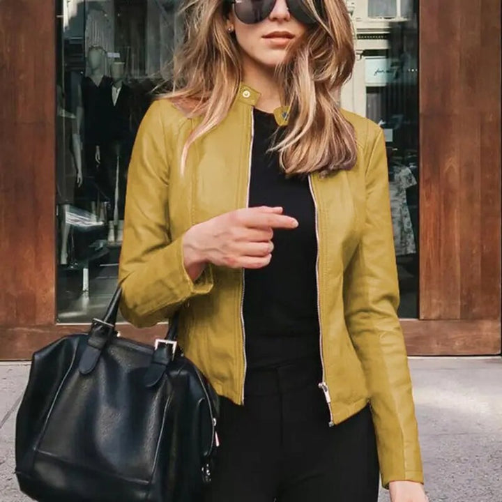Evelyn | Women's Slim-Fit Zip-Up Faux Leather Jacket