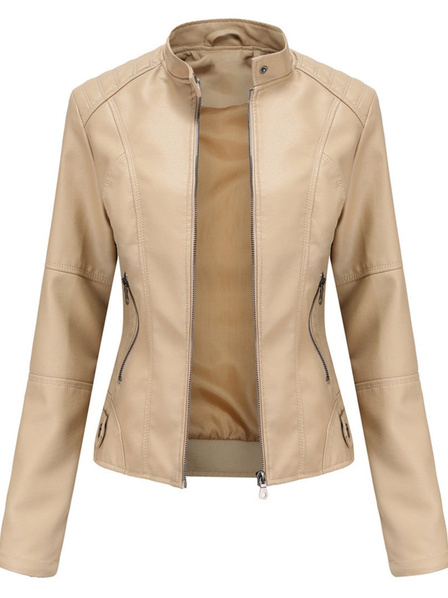 Hazel | Women's Slim-Fit Zip-Up Moto Faux Leather Jacket