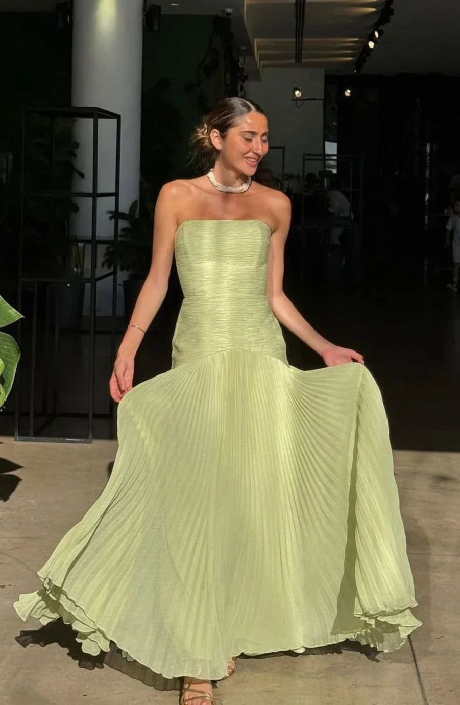 Evelyn | Women's Strapless Pleated Maxi Dress for Special Occasions