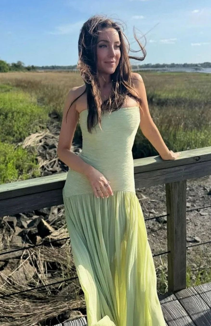 Evelyn | Women's Strapless Pleated Maxi Dress for Special Occasions