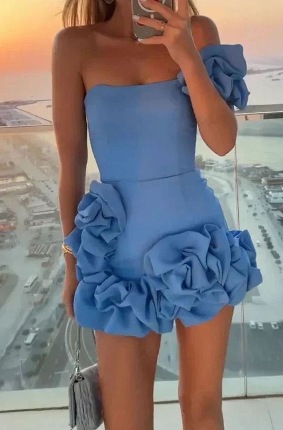Sophia | Women's Strapless Ruffle-Hem Mini Wedding Guest Dress