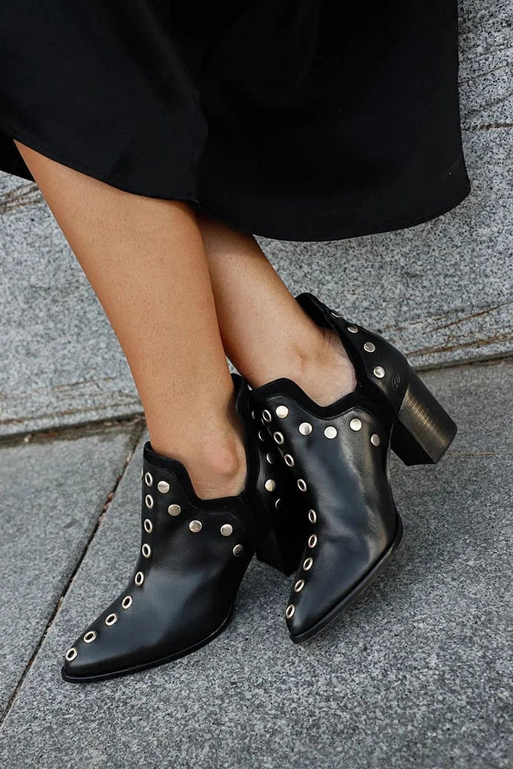 Hazel | Women's Studded Block-Heel Pointed-Toe Ankle Boots