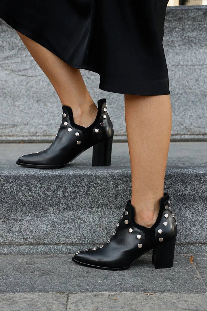 Hazel | Women's Studded Block-Heel Pointed-Toe Ankle Boots