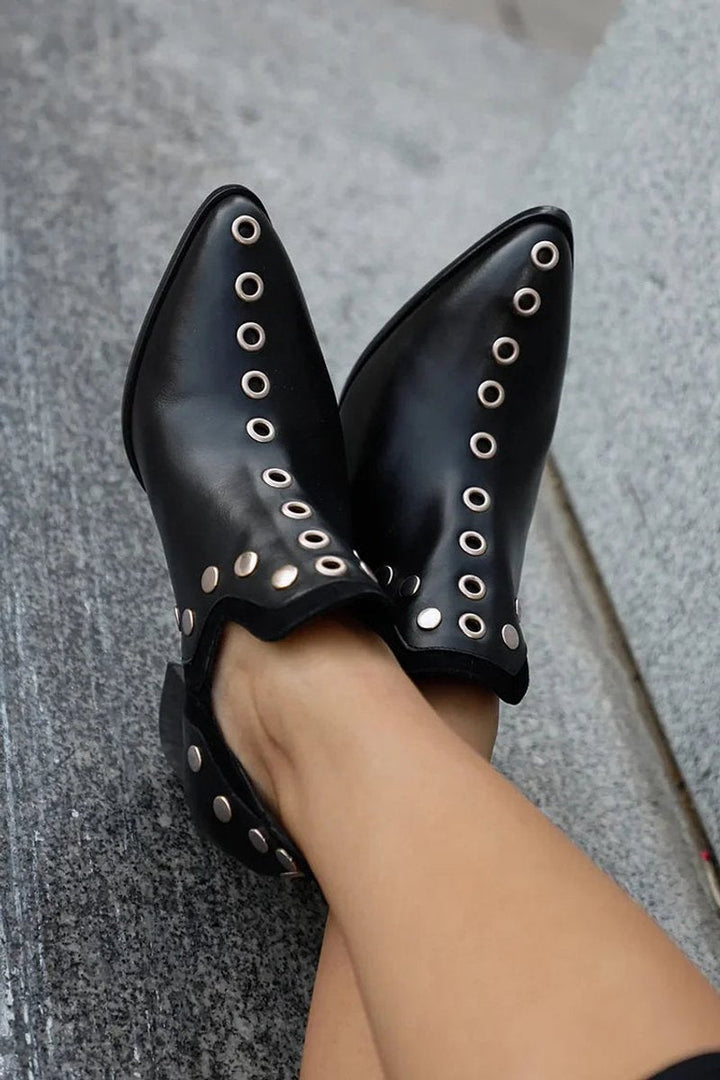 Hazel | Women's Studded Block-Heel Pointed-Toe Ankle Boots