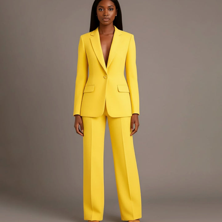 Mia | Women's Tailored Single-Button Blazer Pants Suit Set