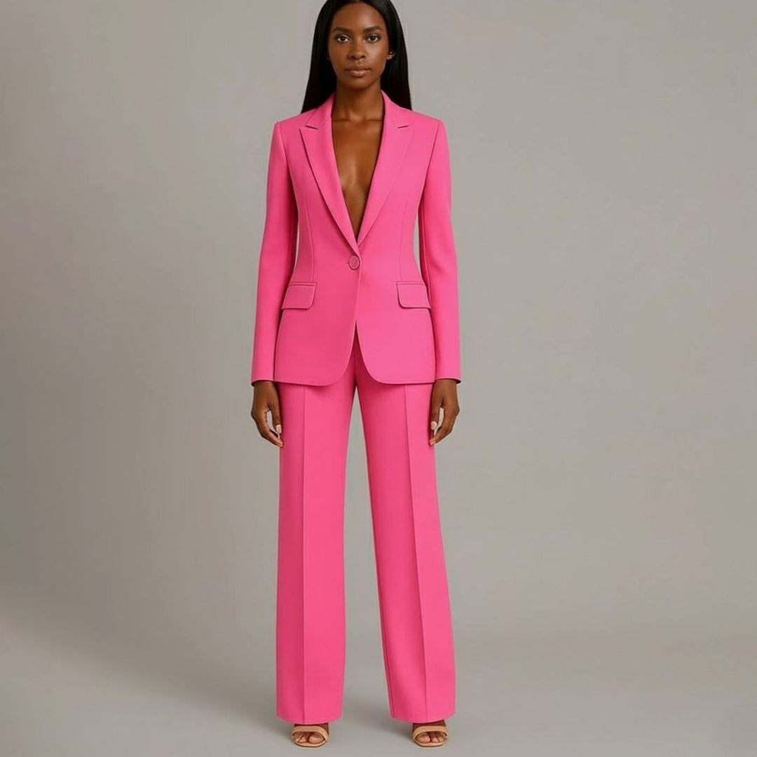Mia | Women's Tailored Single-Button Blazer Pants Suit Set