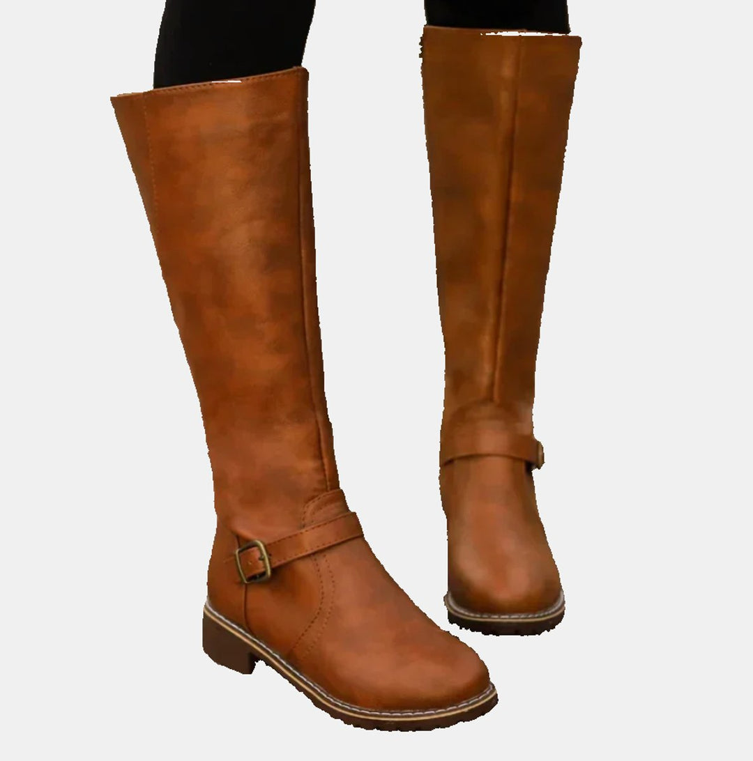 Zoey | Women's Tall Buckle-Strap Riding Knee High Boots