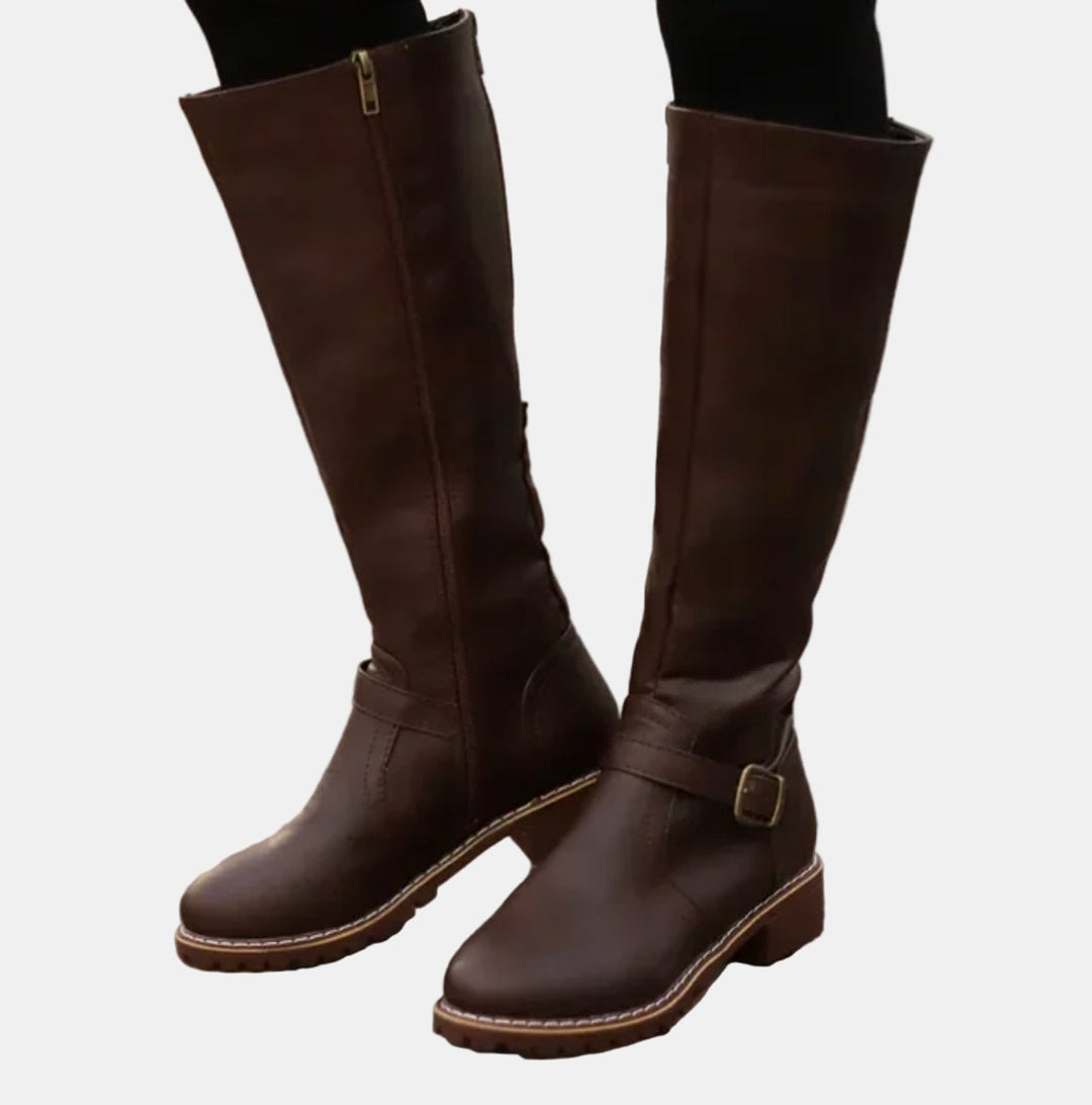 Zoey | Women's Tall Buckle-Strap Riding Knee High Boots