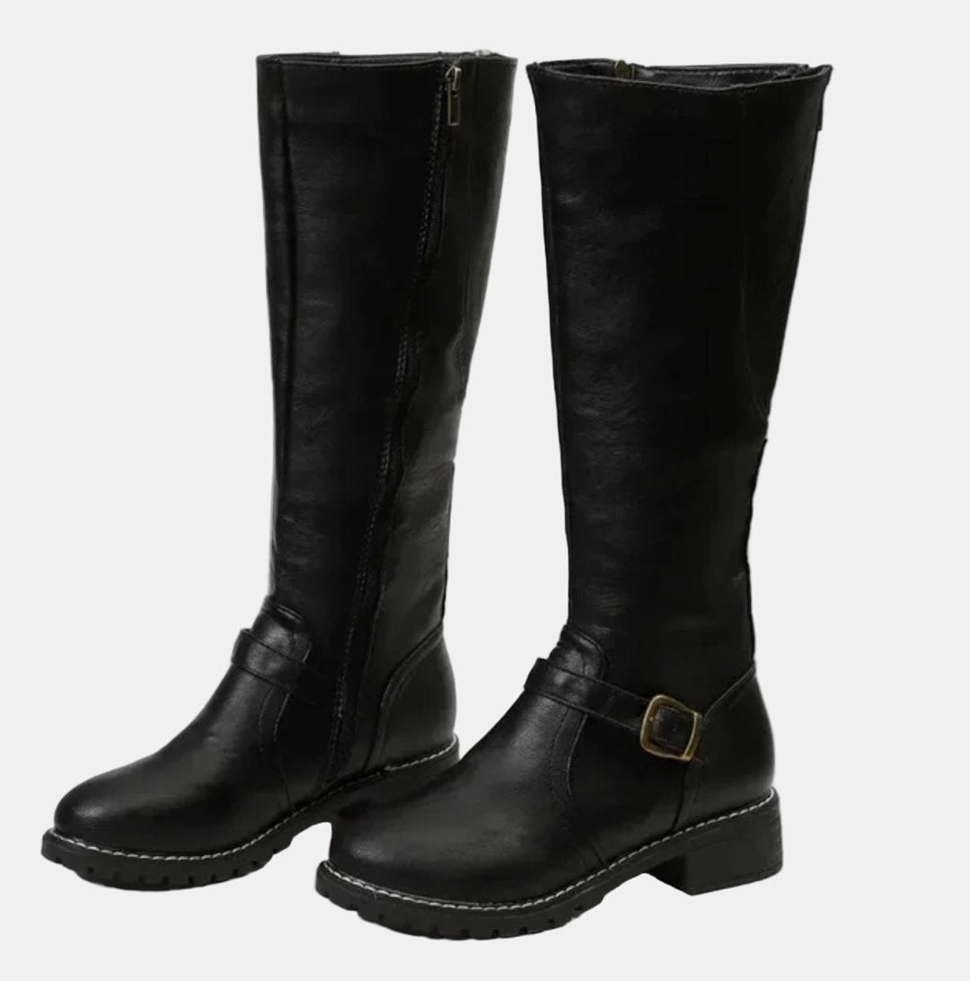 Zoey | Women's Tall Buckle-Strap Riding Knee High Boots