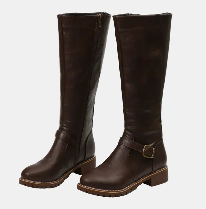 Zoey | Women's Tall Buckle-Strap Riding Knee High Boots