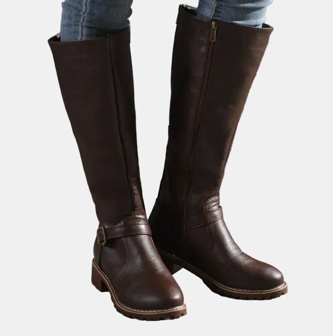 Zoey | Women's Tall Buckle-Strap Riding Knee High Boots