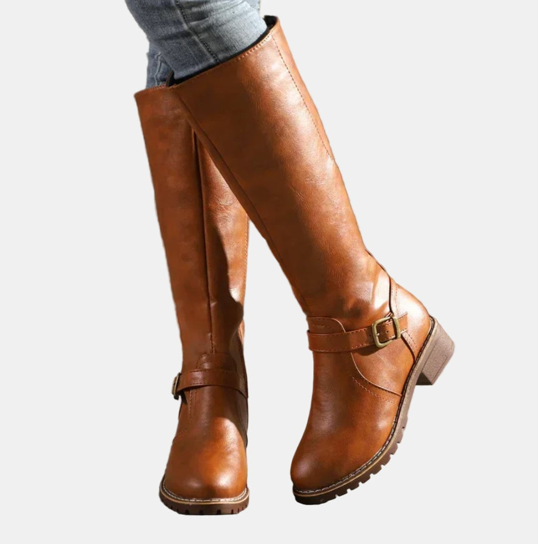 Zoey | Women's Tall Buckle-Strap Riding Knee High Boots