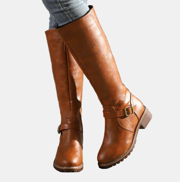 Zoey | Women's Tall Buckle-Strap Riding Knee High Boots