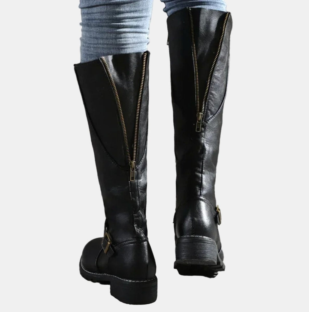 Zoey | Women's Tall Buckle-Strap Riding Knee High Boots