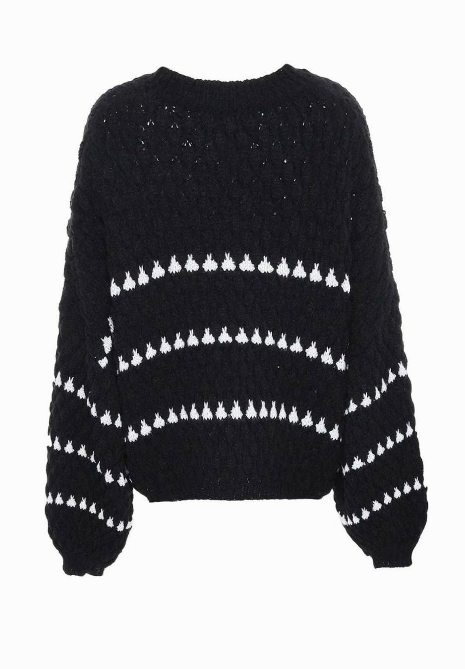 Evelyn | Women's Textured Knit Crewneck Sweater Geometric Striped