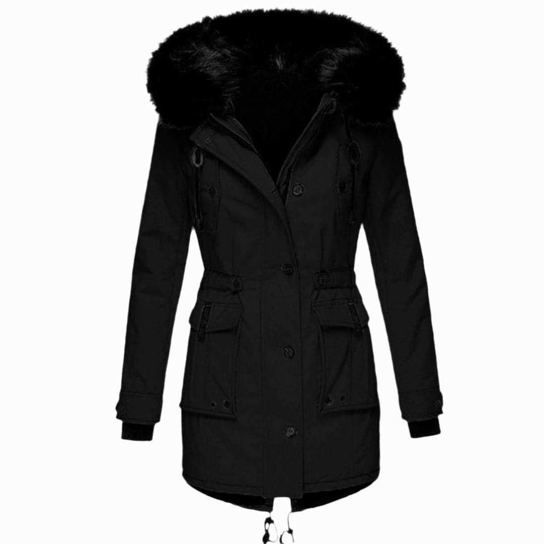 Mia | Women's Thick Faux-Fur-Hood Drawstring-Waist Parka Coat