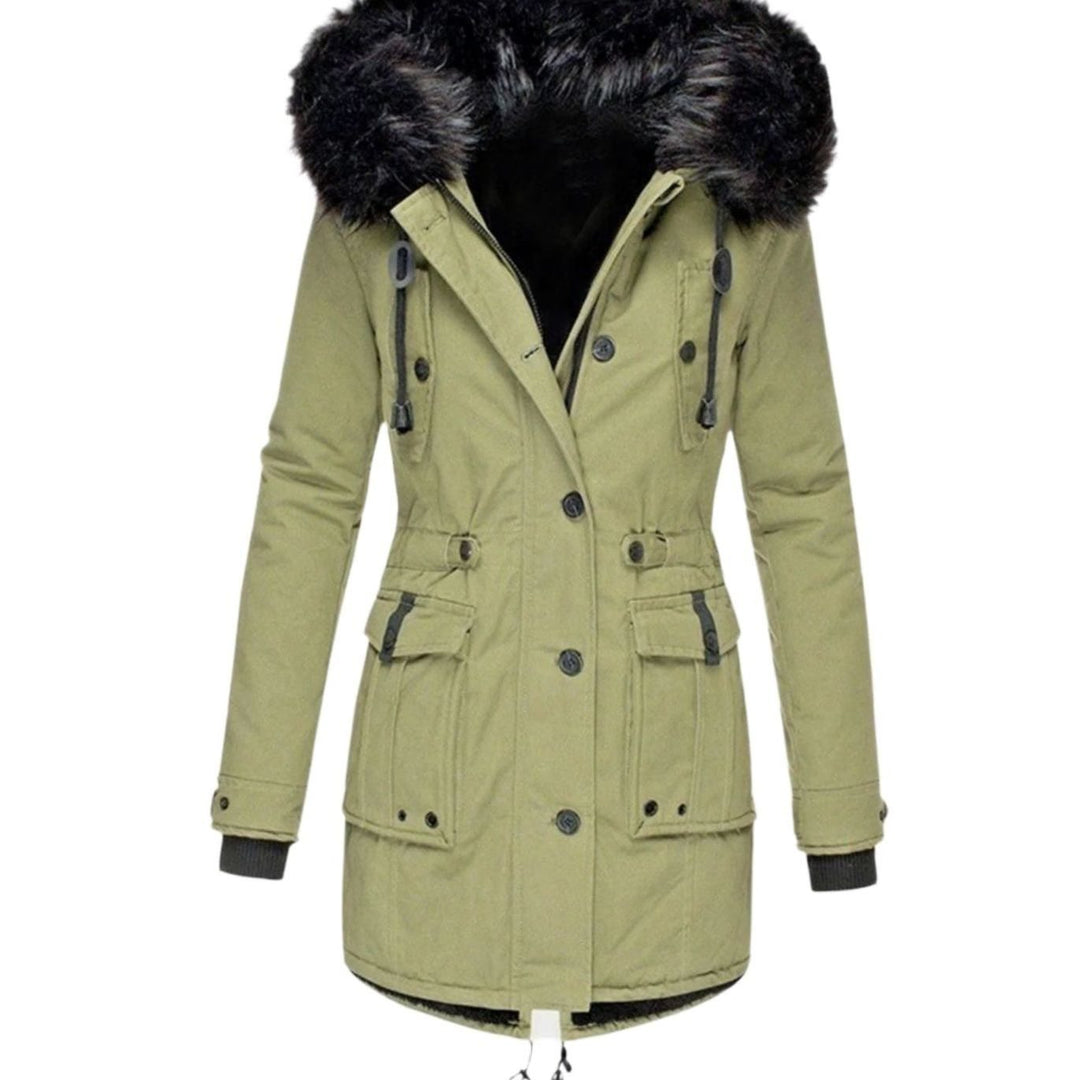 Mia | Women's Thick Faux-Fur-Hood Drawstring-Waist Parka Coat