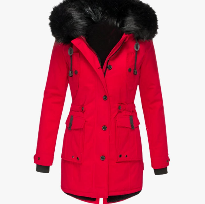 Mia | Women's Thick Faux-Fur-Hood Drawstring-Waist Parka Coat
