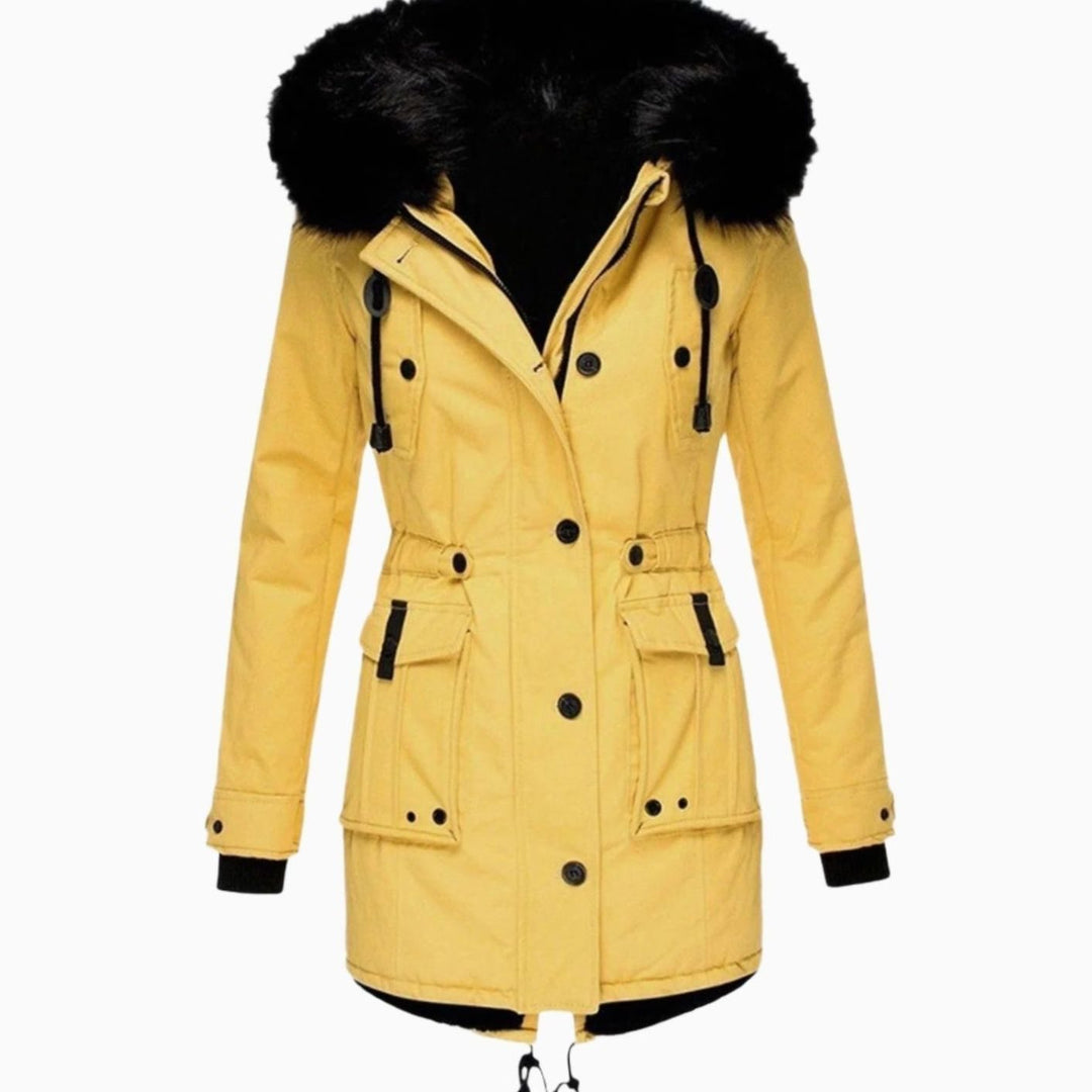 Mia | Women's Thick Faux-Fur-Hood Drawstring-Waist Parka Coat