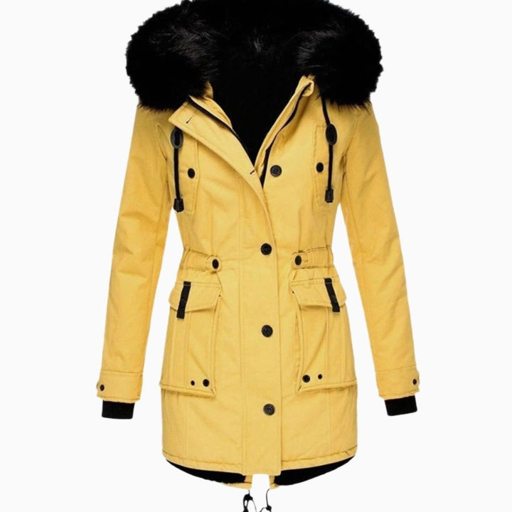 Mia | Women's Thick Faux-Fur-Hood Drawstring-Waist Parka Coat