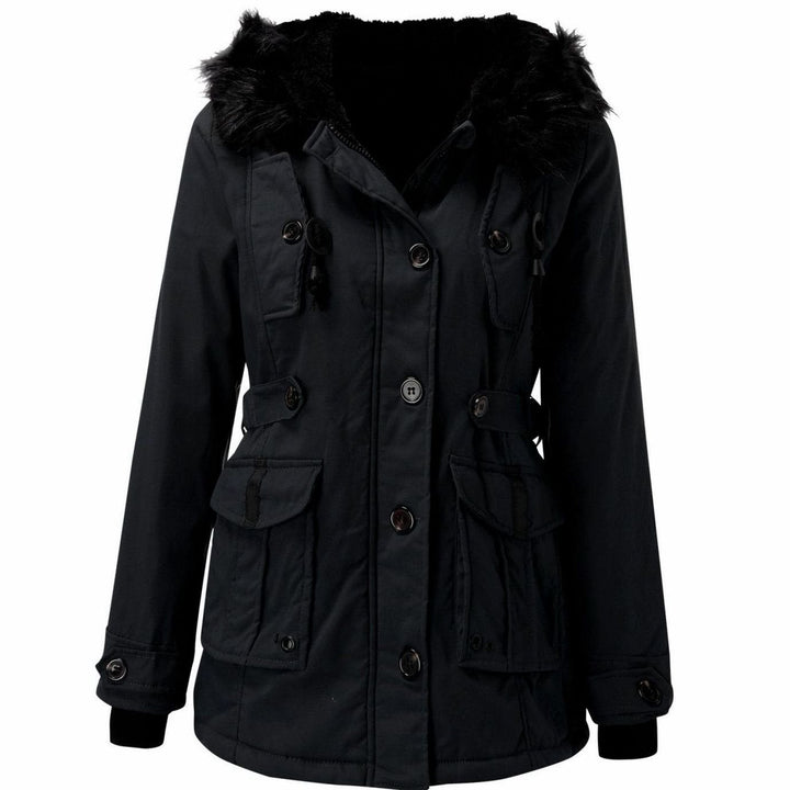 Mia | Women's Thick Faux-Fur-Hood Drawstring-Waist Parka Coat