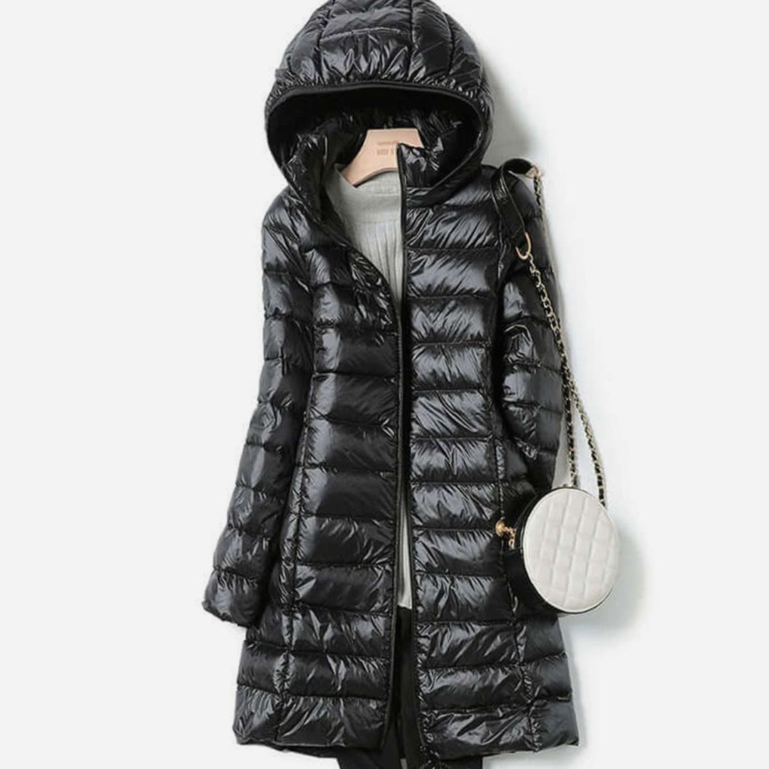 Nora | Women's Ultralight Hooded Puffer Down Jacket Long Fit