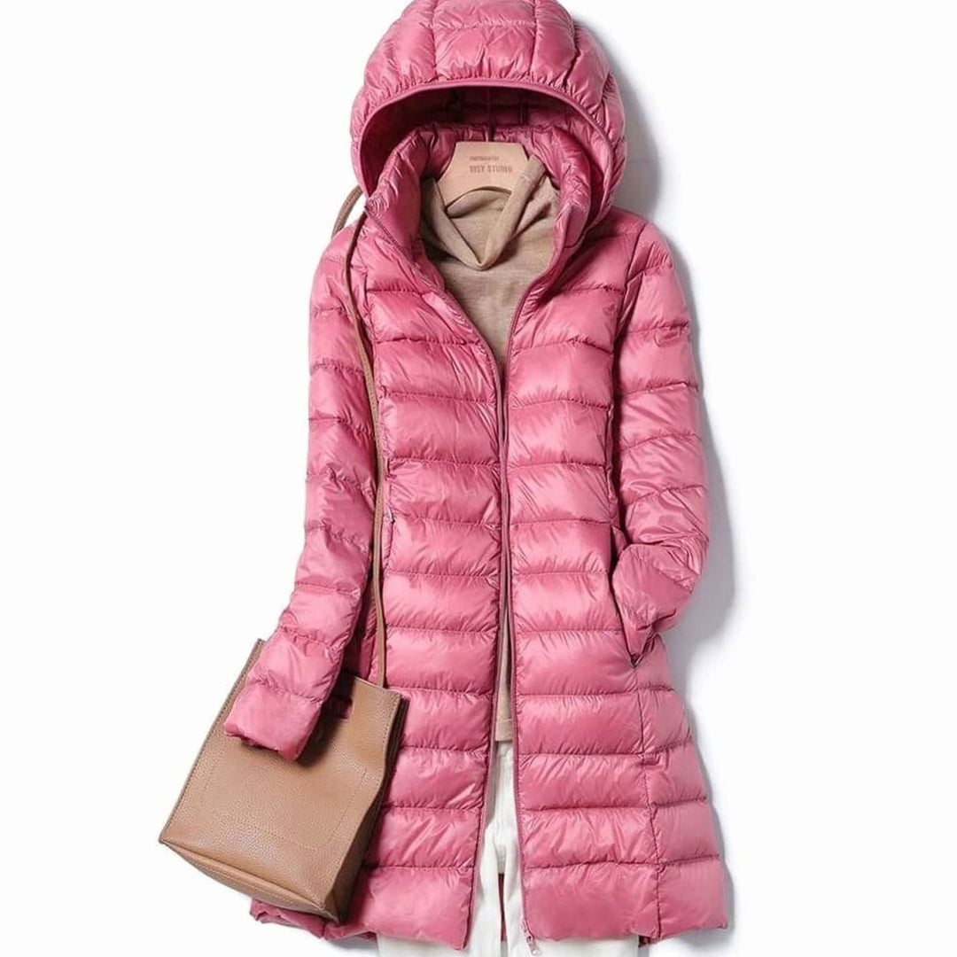 Nora | Women's Ultralight Hooded Puffer Down Jacket Long Fit