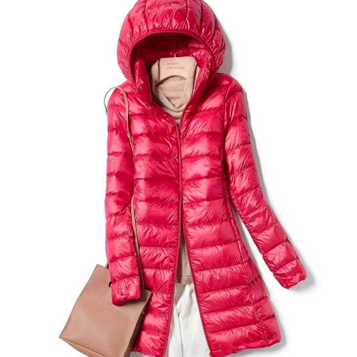 Nora | Women's Ultralight Hooded Puffer Down Jacket Long Fit