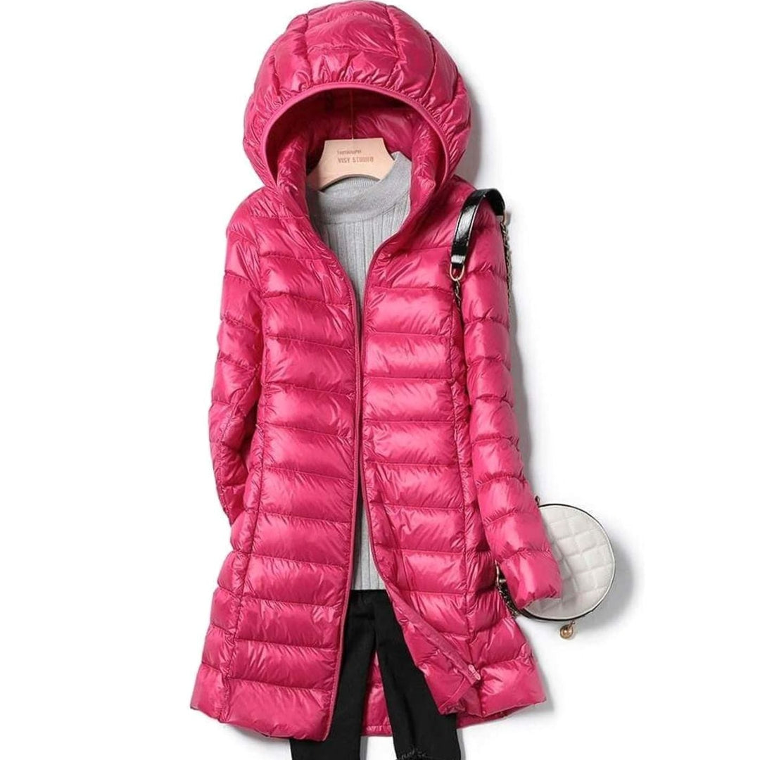 Nora | Women's Ultralight Hooded Puffer Down Jacket Long Fit