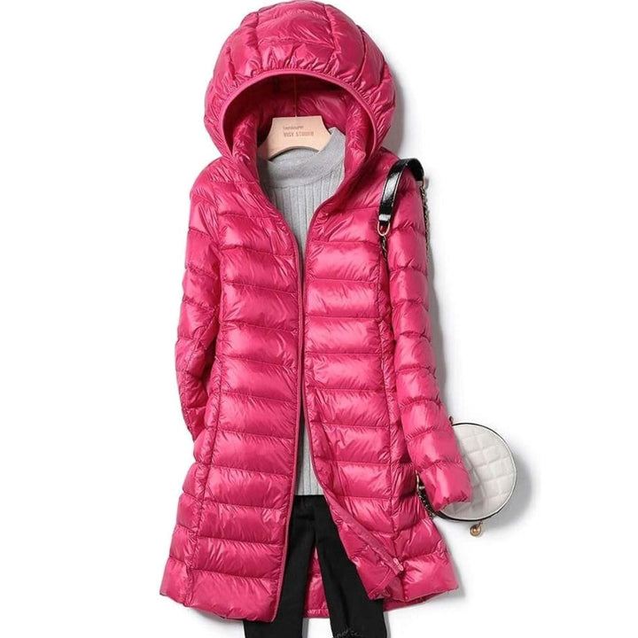 Nora | Women's Ultralight Hooded Puffer Down Jacket Long Fit