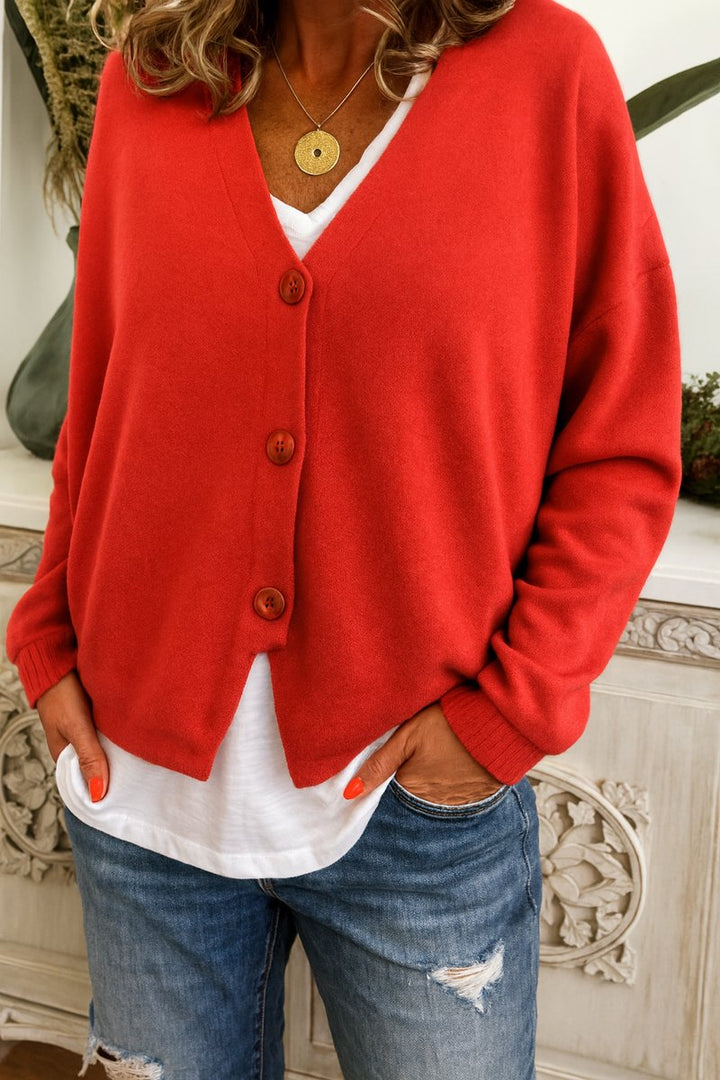 Nora | Women's V-Neck Button-Front Soft Knit Cardigan