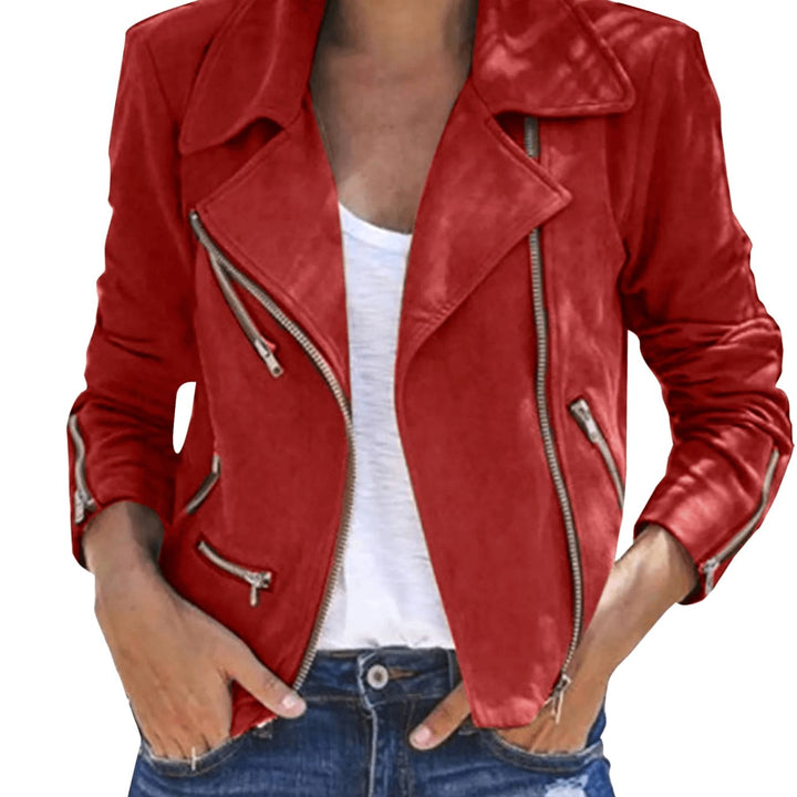 Lily | Women's Vintage Suede Moto Zip-Up Biker Jacket