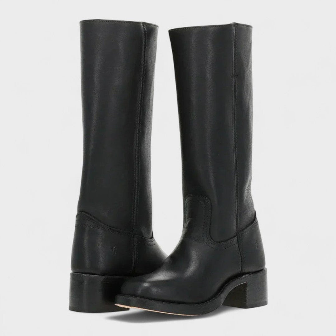 Penelope | Women's Western Leather Knee High Boots Block Heel