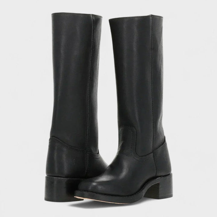 Penelope | Women's Western Leather Knee High Boots Block Heel