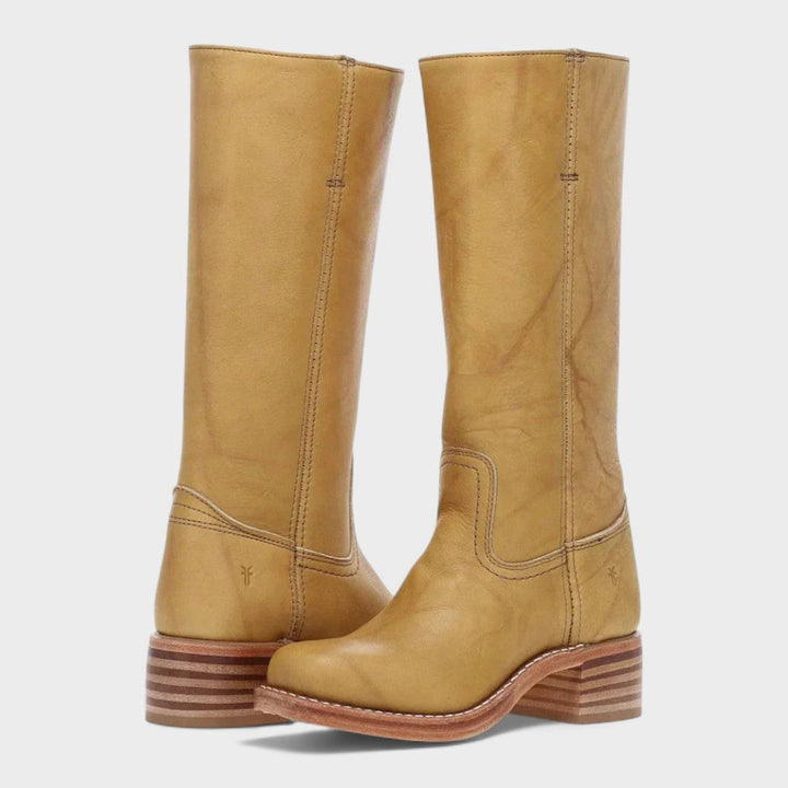 Penelope | Women's Western Leather Knee High Boots Block Heel